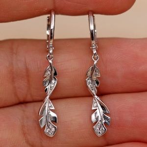 White Gold Filled Swirl Leaf Earrings